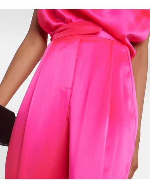 The Sei Pink High-Rise Wide-Leg Silk Pants