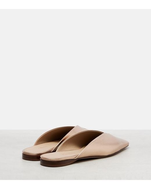 Max Mara Natural Metallic Leather Mules