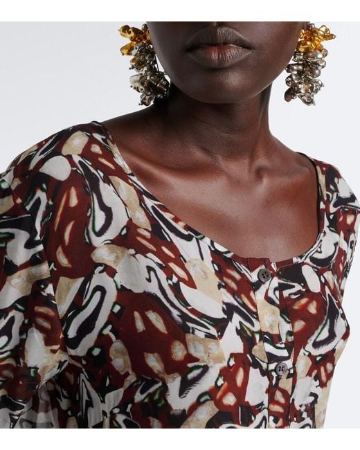 Dries Van Noten Brown Printed Minidress