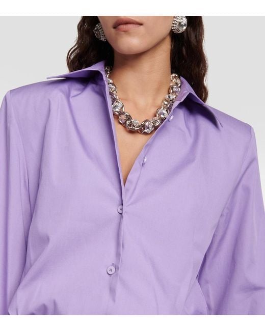 The Attico Purple Margot Cotton Shirt Dress