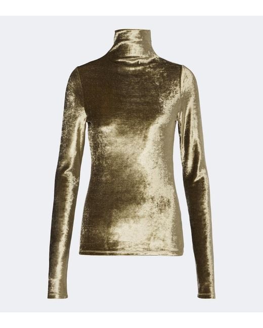 Lemaire Green Velvet Turtleneck Top