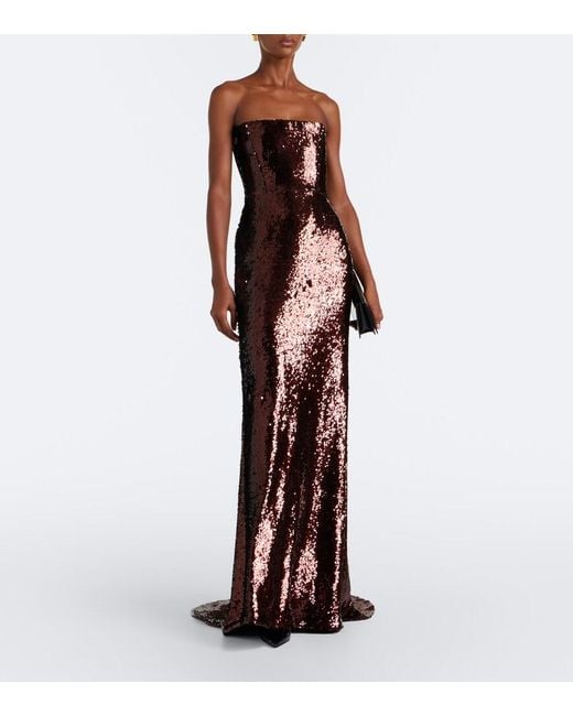 Alex Perry Brown Sequined Bustier Gown