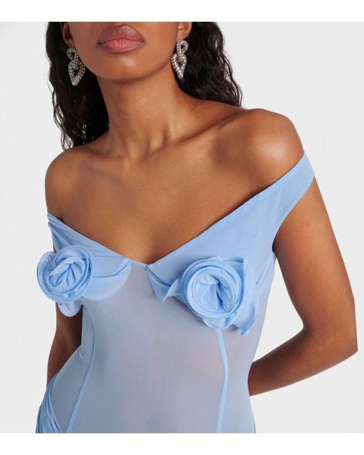 Magda Butrym Blue Floral-applique Jersey Minidress