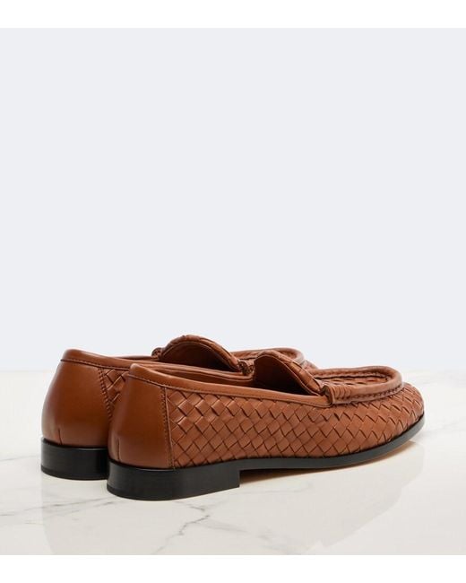 Bottega Veneta Brown Silenzio Intrecciato Leather Loafers