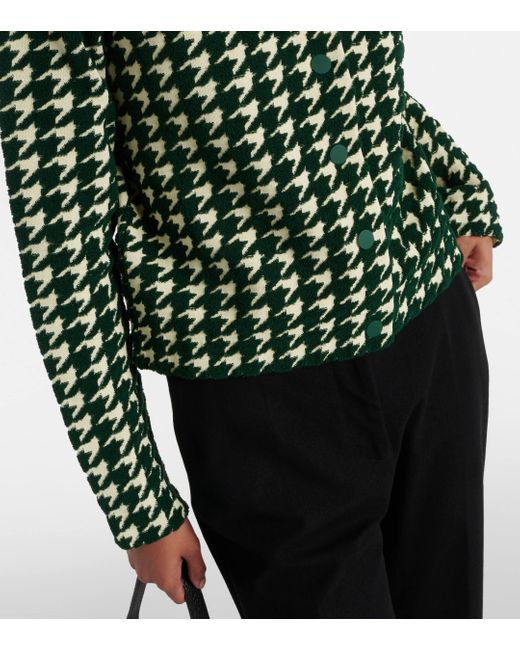 Burberry Green Houndstooth Cotton-blend Cardigan