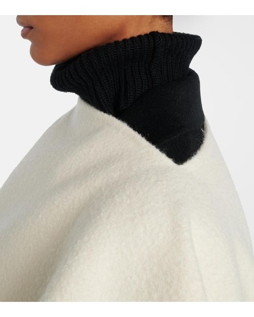 Totême  White Fringed Wool-Blend Poncho