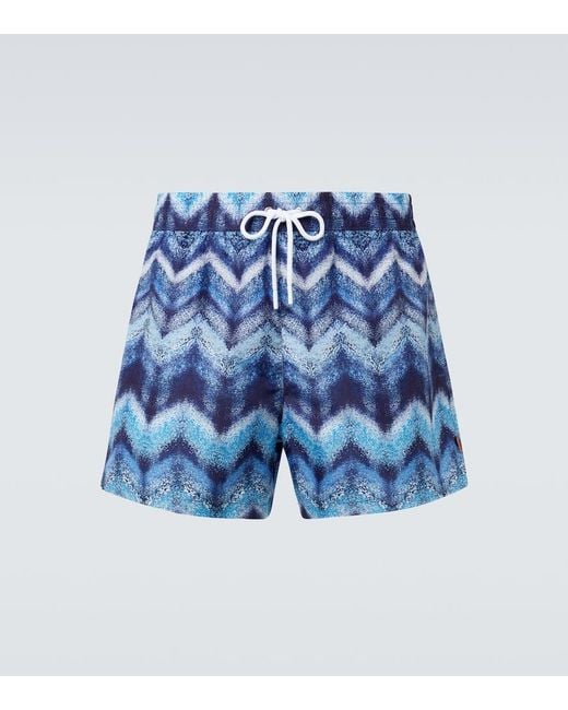 Missoni Blue Zigzag Printed Swim Trunks for men