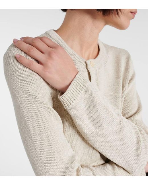 Lemaire Natural Cropped Cotton Cardigan