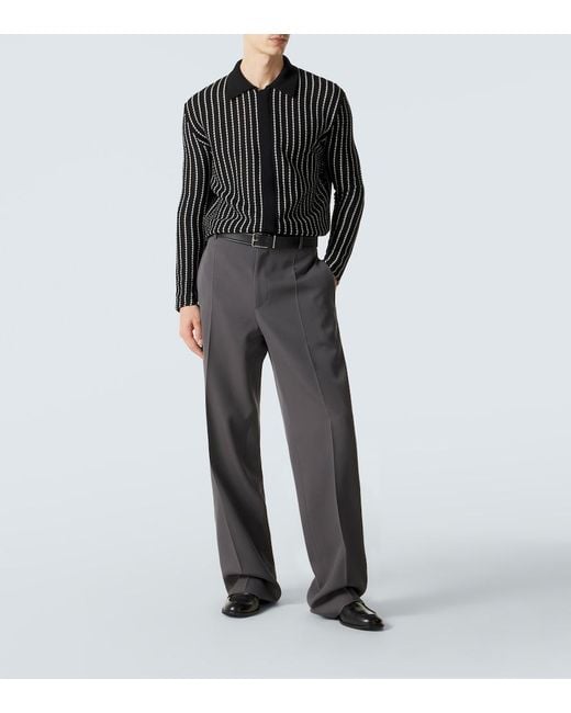 Jil Sander Gray Wool Wide-Leg Pants for men