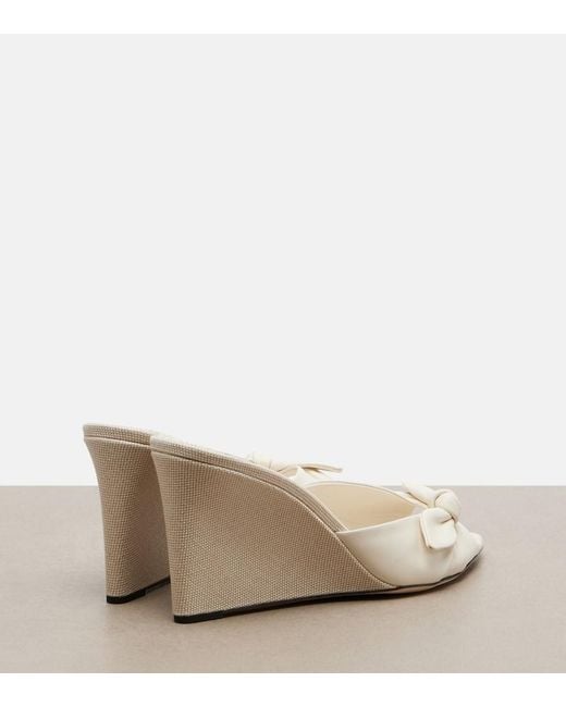 Jimmy Choo Natural Livi Leather-Trimmed Canvas Wedge Mules