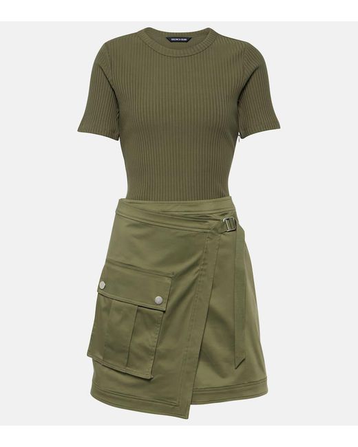 Vestido corto asimetrico de mezcla de algodon Veronica Beard de color Green