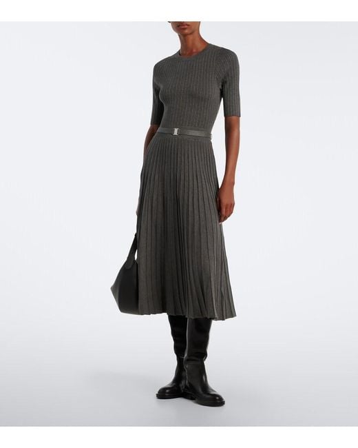 Veronica Beard Black Elthea Belted Ribbed-Knit Midi Dress