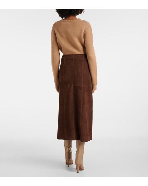 Rixo Brown Edwina Suede Skirt