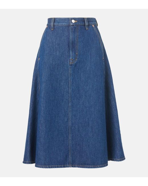 Gucci Blue Denim Midi Skirt