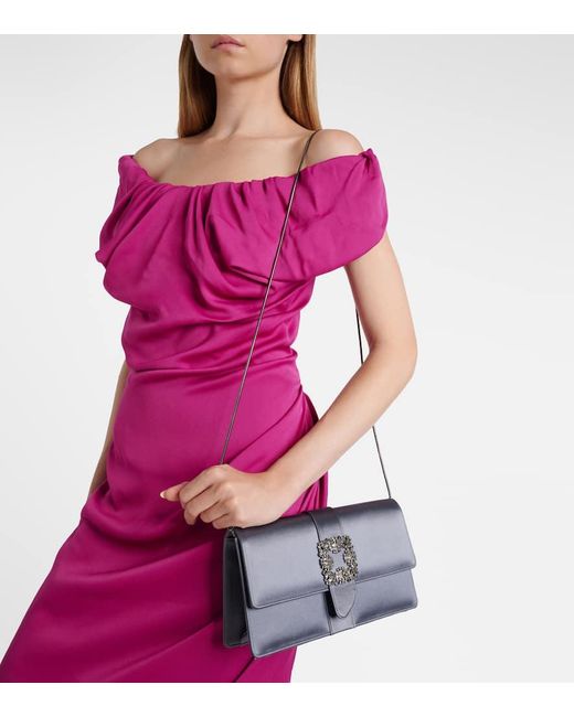Manolo Blahnik Blue Capri Embellished Satin Clutch