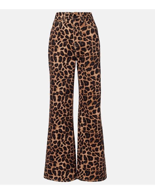 Veronica Beard Brown Leopard-Print High-Rise Wide-Leg Pants