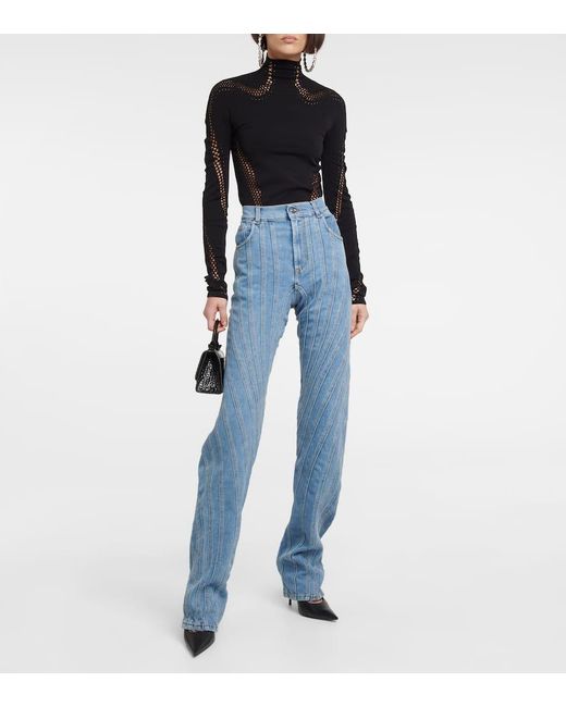 Mugler Black Top Aus Mesh