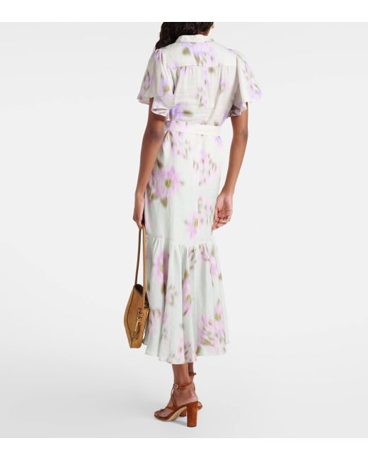 Dorothee Schumacher White Blooming Volumes Floral Cotton Midi Dress