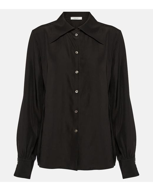 Camisa Conan en crepe de china de seda The Row de color Black