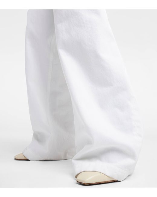 Bottega Veneta White High-rise Wide-leg Jeans