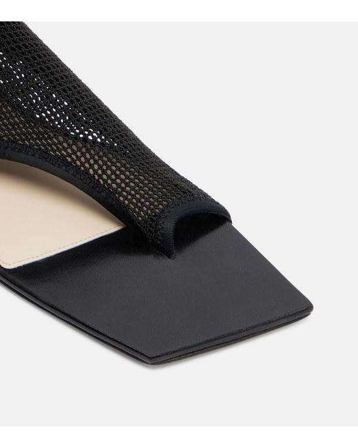 Christen Black Edge Stretch Leather-Trimmed Mesh Mules