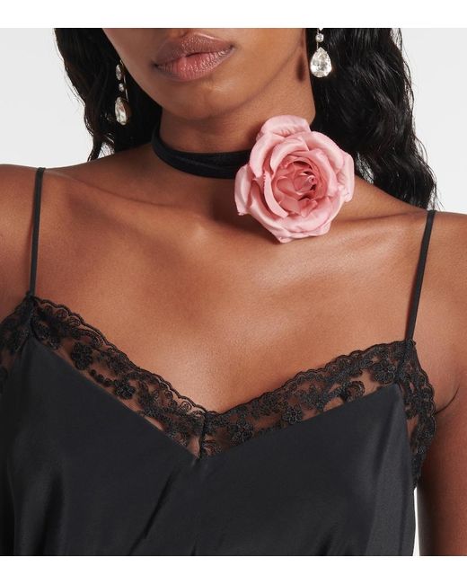 Jennifer Behr Red Floral-Applique Choker