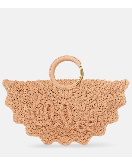 Chloé Brown Tote Bag Bracelet Paravent Small Aus Haekelstrick