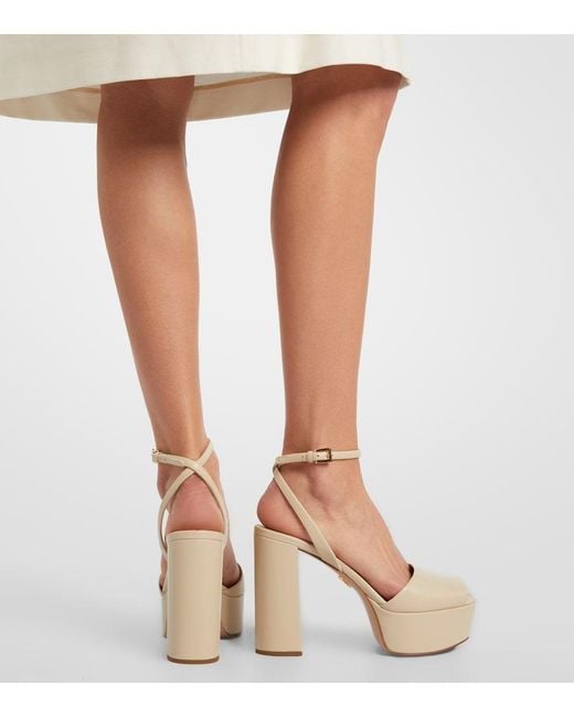 Prada Natural Leather Platform Sandals