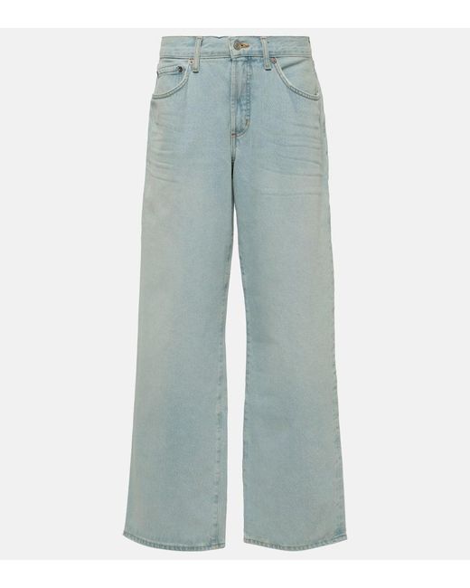 Agolde Blue Mid-Rise Wide-Leg Jeans Fusion Jean