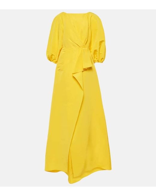 Carolina Herrera Yellow Robe Aus Seiden-faille Mit Wickeleffekt