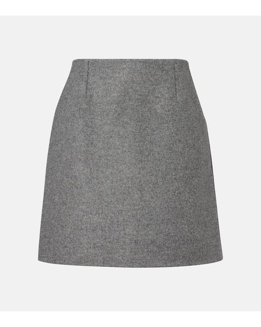Carolina Herrera Gray Melange Virgin Wool Miniskirt