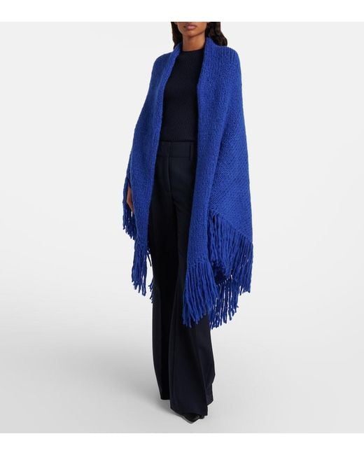 Gabriela Hearst Blue Lauren Fringed Cashmere Shawl