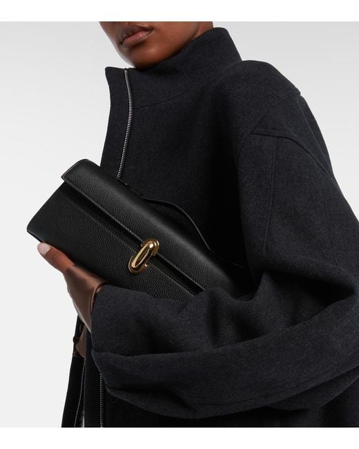 SAVETTE Black Slim Symmetry Leather Tote Bag