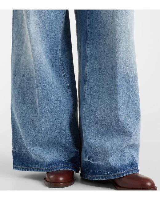 Alanui Blue Sunny Crochet Wide-Leg Jeans