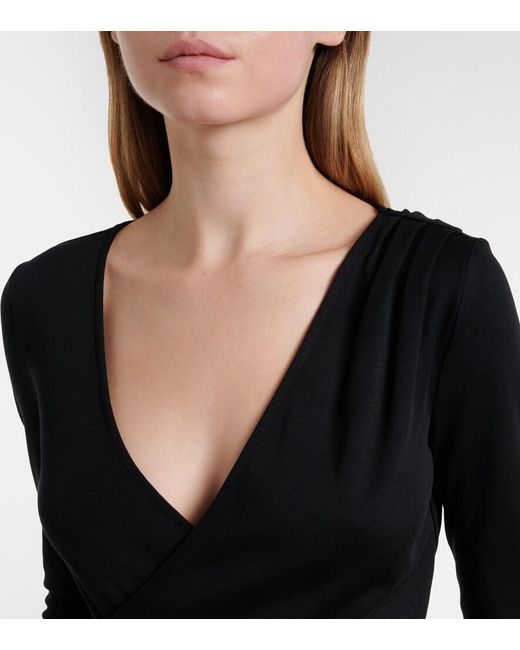 Max Mara Black Adagio Virgin Wool Wrap Top