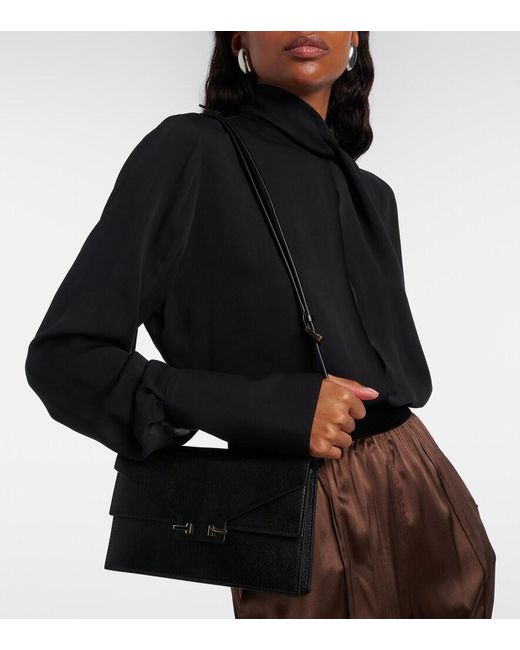 Tom Ford Black T Mini Leather Crossbody Bag