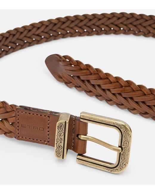 Etro Brown Braided Leather Belt