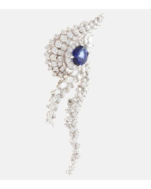 YEPREM White Ohrringe aus 18kt Weissgold mit Diamanten und Saphiren