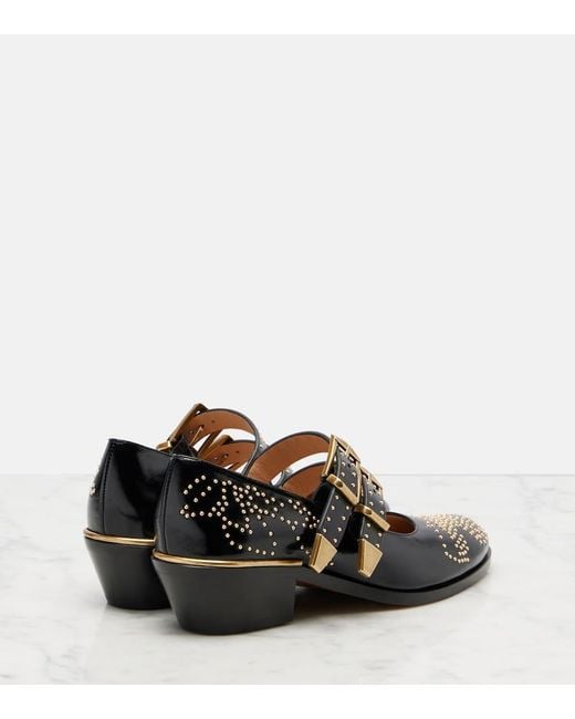 Chloé Black Susanna 40 Studded Leather Mary Jane Pumps