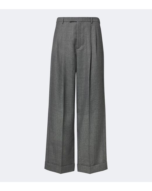 Valentino Gray Herringbone Wide-Leg Pants for men