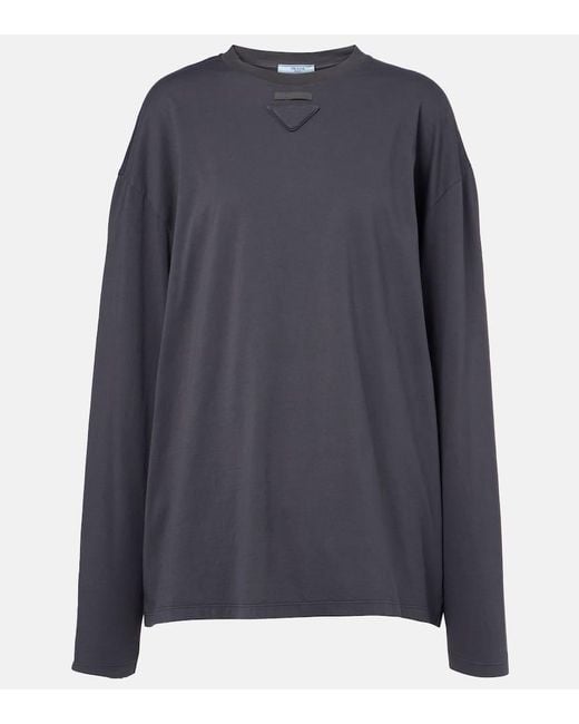 Prada Blue Oversize-Top Aus Baumwolle