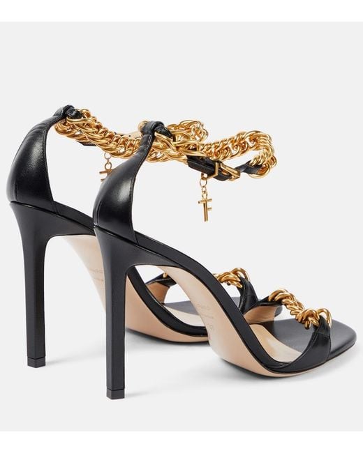Tom Ford Metallic Zenith 105 Chain-Detail Leather Sandals