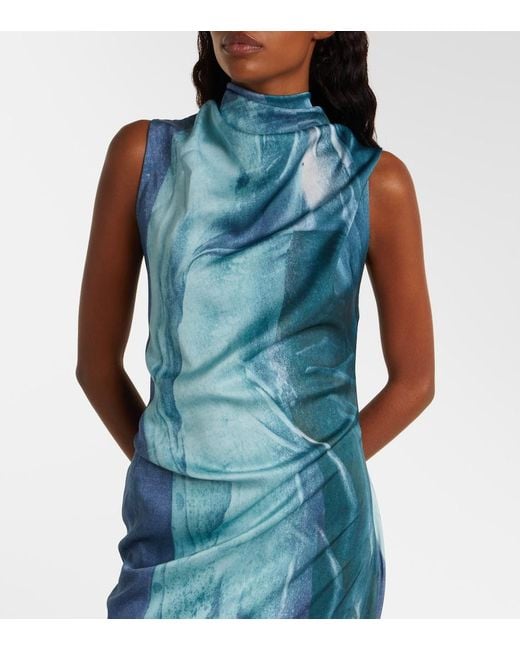 Jean Paul Gaultier Blue Draped Water Maxi Dress