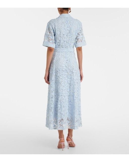 jonathan simkhai blue lace dress Jonathan Simkhai Navy Blue Floral Lace Tiered Off-Shoulder Midi Dress S Jonathan Simkhai