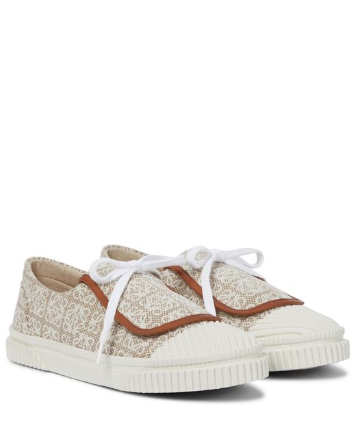 Loewe Flap Canvas Sneakers in Natural/White (White) | Lyst