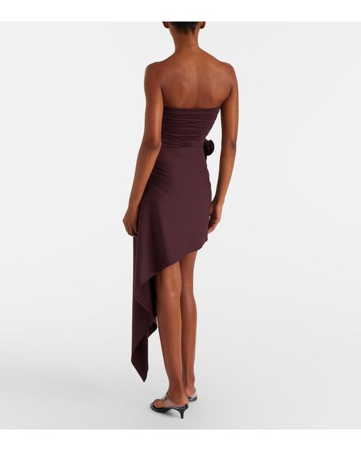 Magda Butrym Purple Floral-Applique Draped Miniskirt
