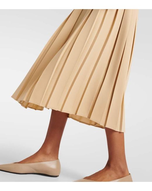 Max Mara Natural Luisa Pleated Midi Skirt