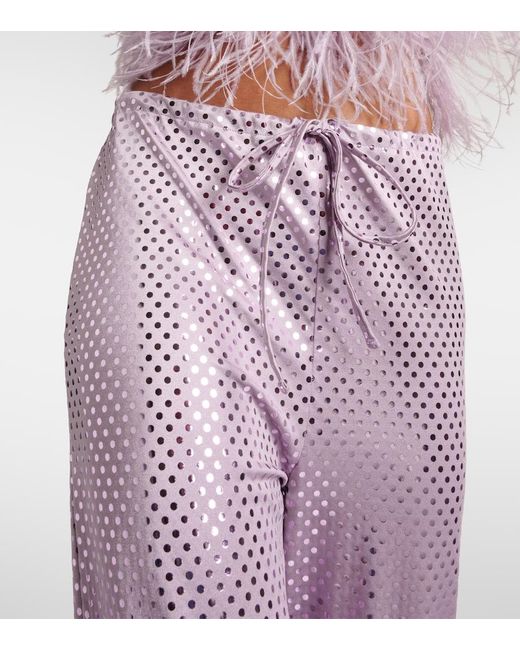 Pantaloni Disco Plumage con piume di Oseree in Pink