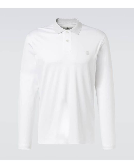 Brunello Cucinelli Polopullover Aus Baumwolle in White für Herren