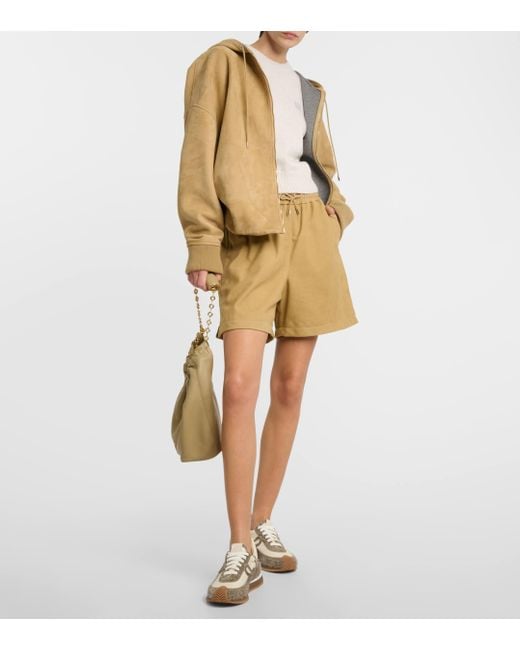 Loewe Natural Mid-rise Suede Shorts